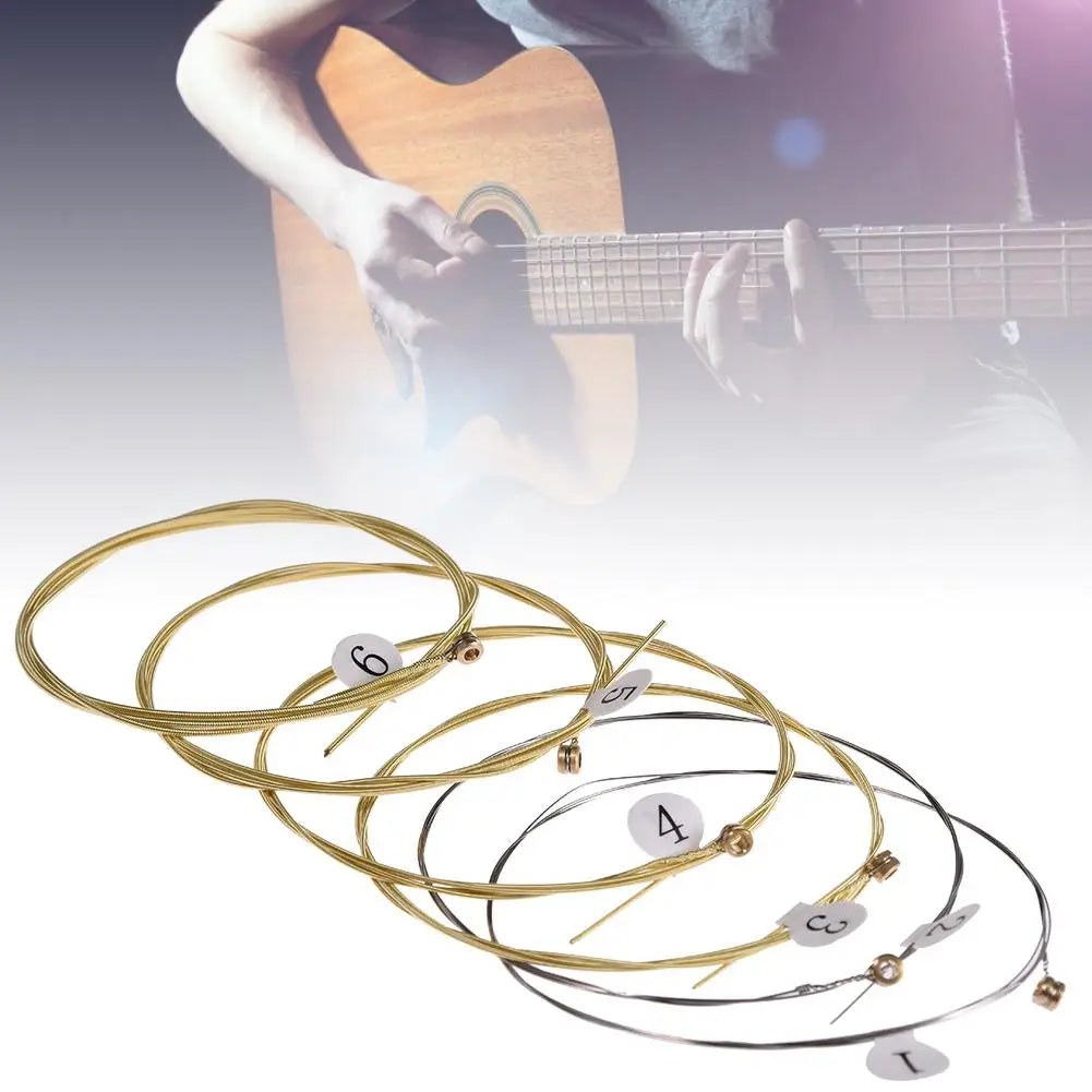 Brass Acoustic Guitar Strings – Hex Steel Core, Set of 6 Acoustic Guitar Strings SPOT