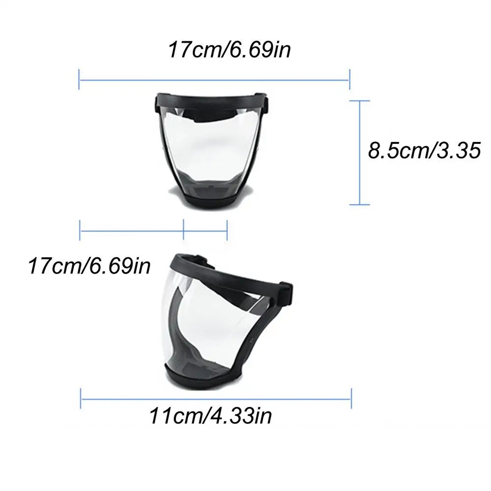 Full-Face Transparent Shield – Adjustable Buckle, Splashproof Face Shield SPOT Black