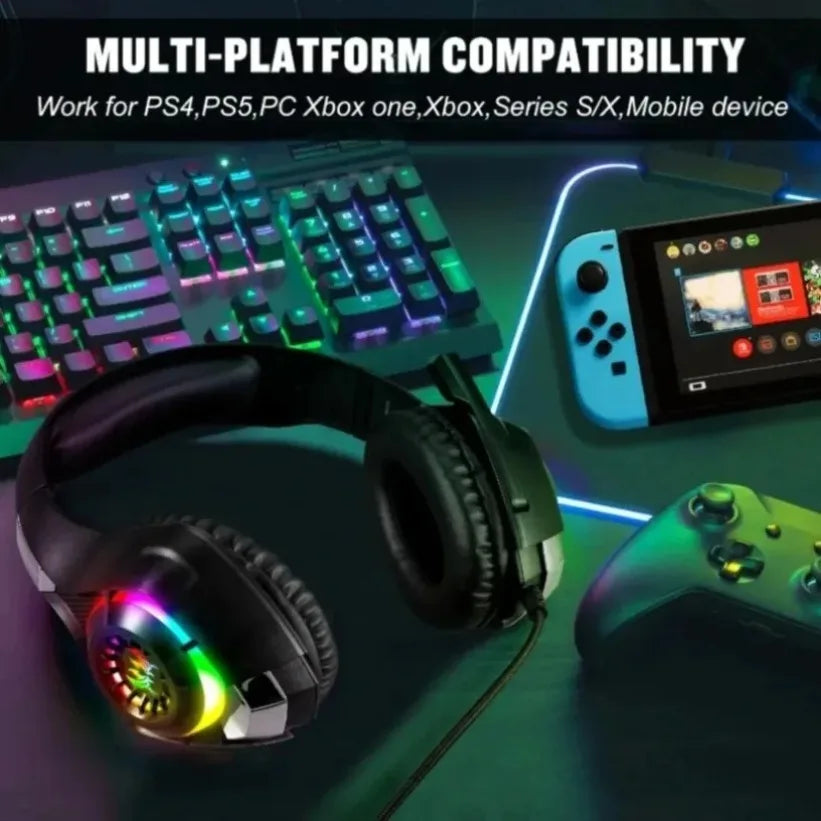 VIKEFON RGB Gaming Headset with Mic – Stereo Surround Sound Gaming Headset SPOT