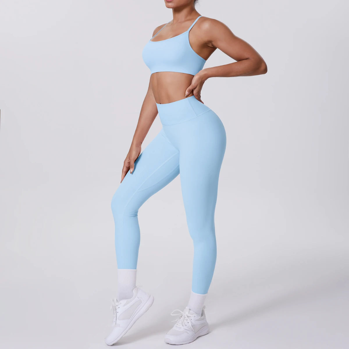 Women's Seamless Yoga Set – Sports Bra & High-Waist Leggings Women's Activewear Set SPOT Sky Blue M