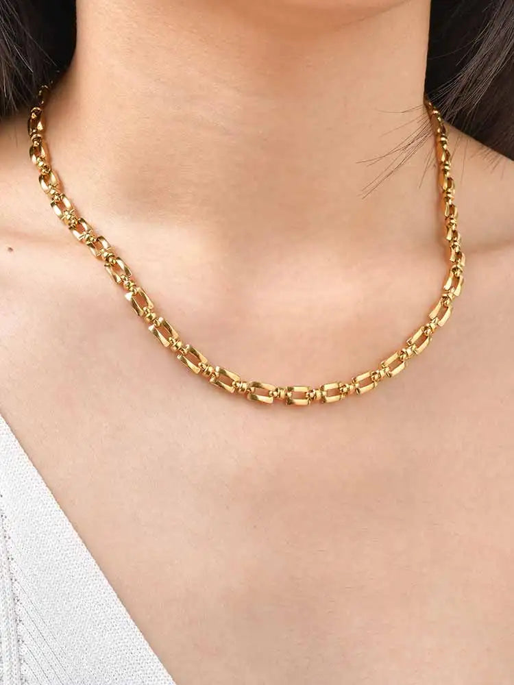 Minimalist Gold Plated Stainless Steel Chain Necklace Women Chain Link Necklace SPOT