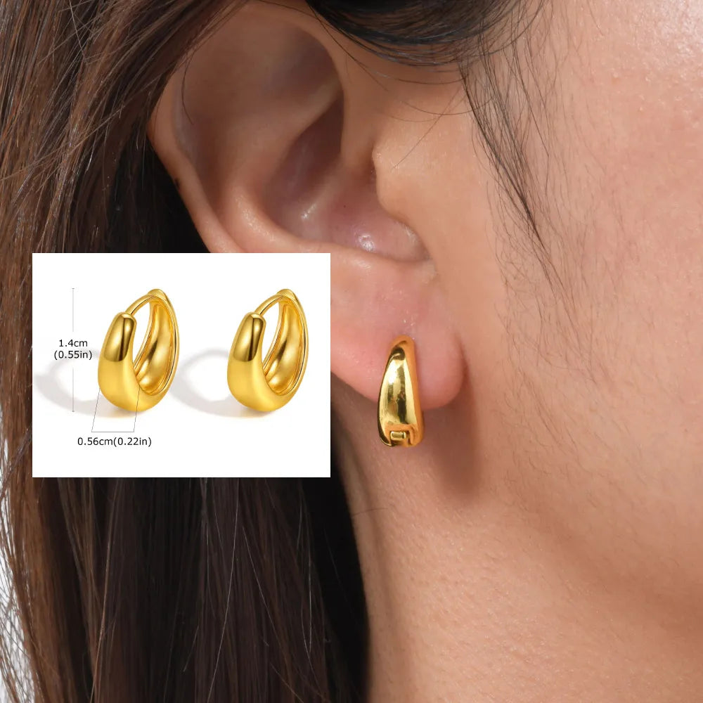 U-Shape Hoop Earrings – Minimalist Stainless Steel Ball Hoops Hoop Earrings SPOT EBD-443G