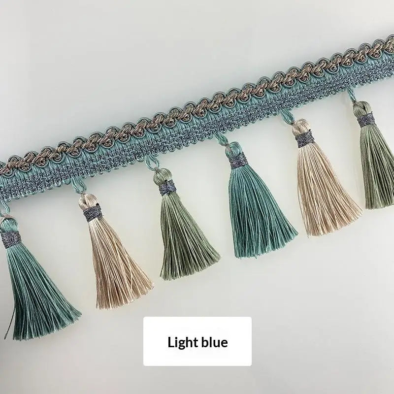 European Lace Curtain Tassels – Decorative Trim, Multi-Color Decorative Tassel Trim SPOT Light blue 1m