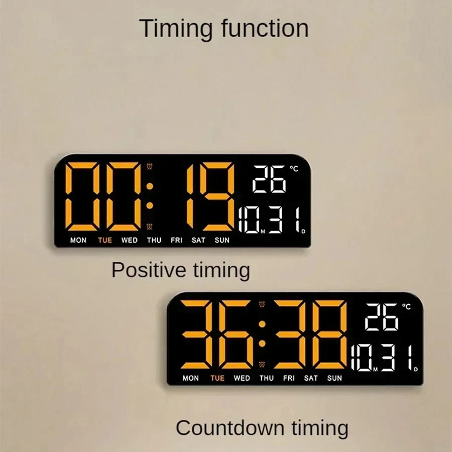 9" LED Digital Wall Clock – USB, Temp, Humidity & Auto Dimmer LED Wall Clock SPOT