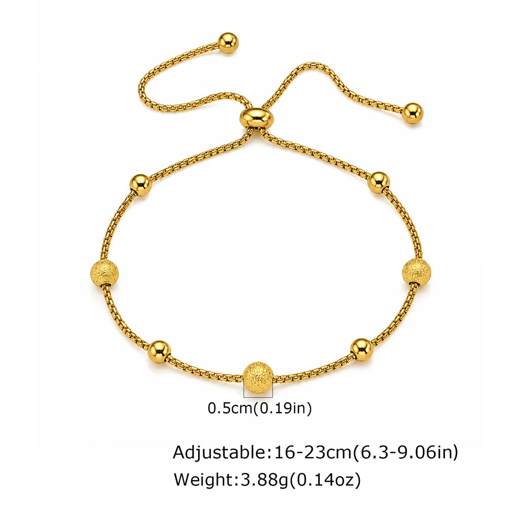 18K Gold Plated Bead Slider Bracelet – Waterproof & Stackable Chain Link Bracelet SPOT BR-3289G
