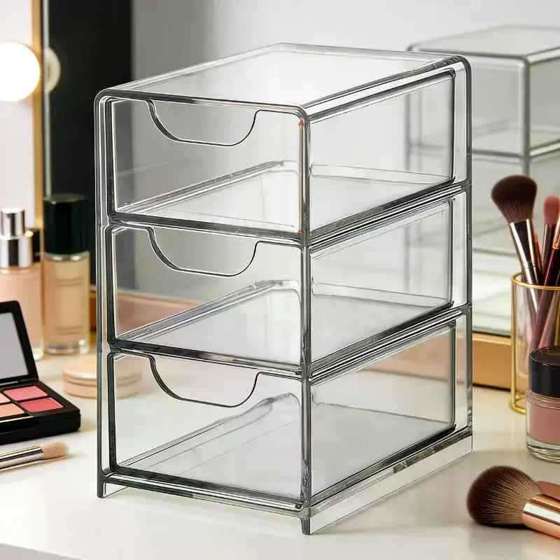 3-Tier Clear Acrylic Drawer Organizer | Desktop Storage Box Acrylic Drawer Organizer SPOT