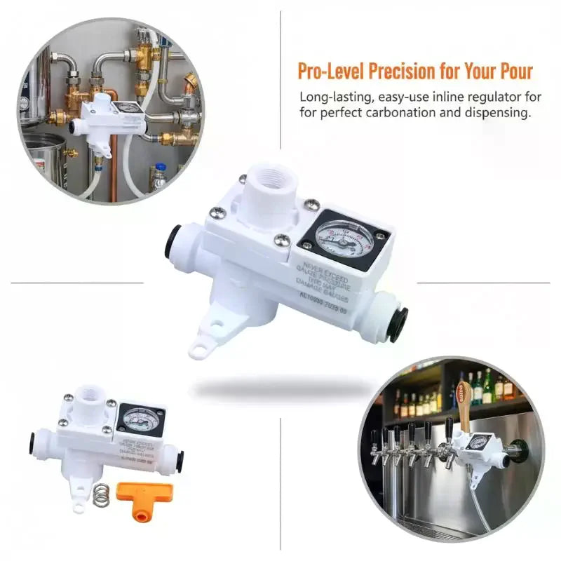 Inline CO2 Regulator Duotight 6.35mm 8mm 60PSI Home Brew CO2 Inline Regulator SPOT