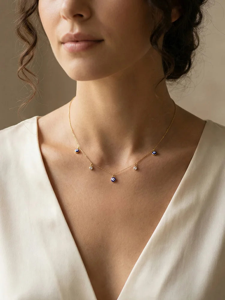 Evil Eye Pendant Necklace – Stainless Steel Cubic Zirconia Pendant Necklace SPOT