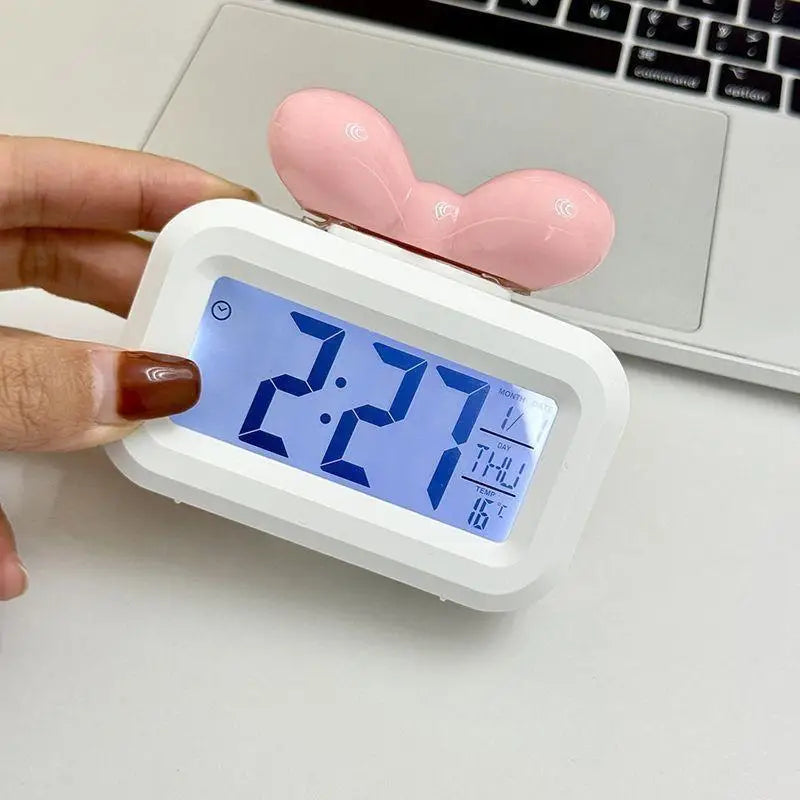 LED Bowknot Digital Alarm Clock with Thermometer & Night Light Digital Alarm Clock SPOT