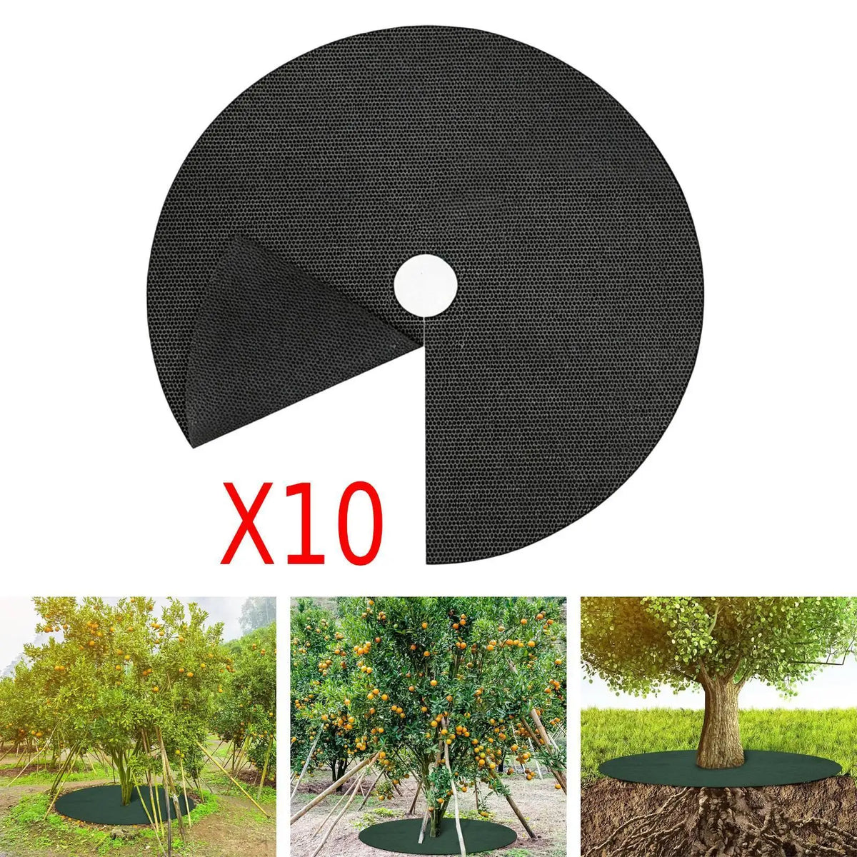 10-Pack Round Weed Barrier Mats – Tree Mulch Rings for Garden Weed Barrier Mats SPOT