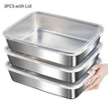 WOOJACK Stainless Steel Food Storage Container with Lid Food Storage Container SPOT White Lid-3pcs