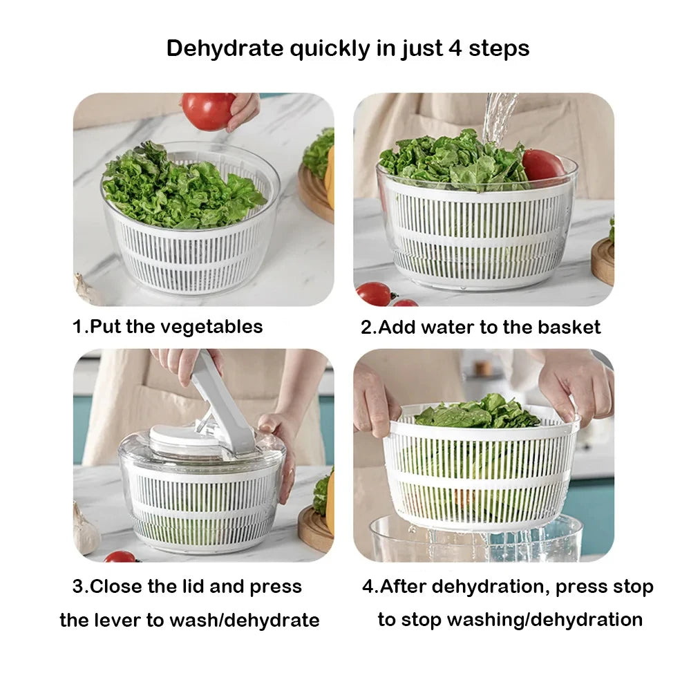 3L One-Handed Salad Spinner – Wash, Drain & Dry with Lid Salad Spinner SPOT