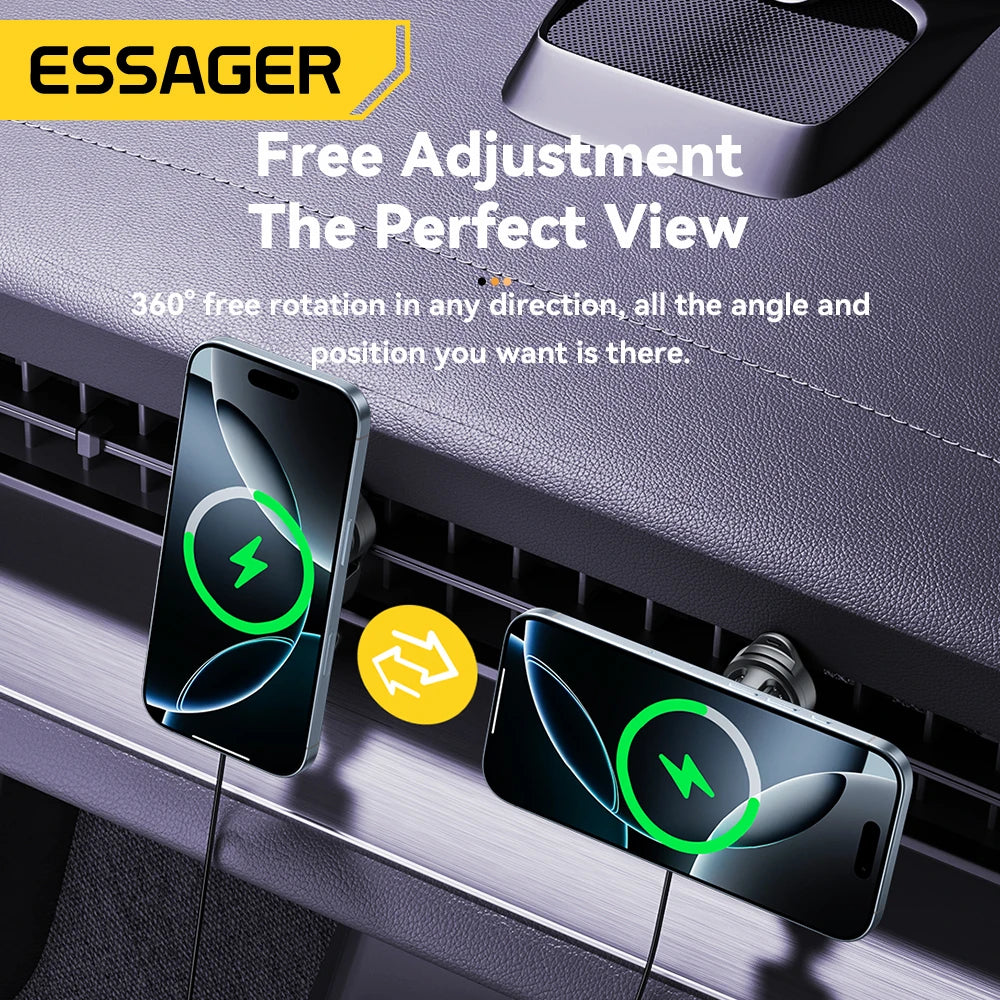 Essager RGB Magnetic Car Mount – 15W Qi Wireless Charger Wireless Car Mount SPOT