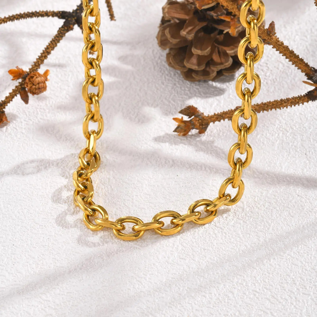 Chunky Toggle Clasp Necklace – Gold Stainless Steel Women Chain Necklace SPOT