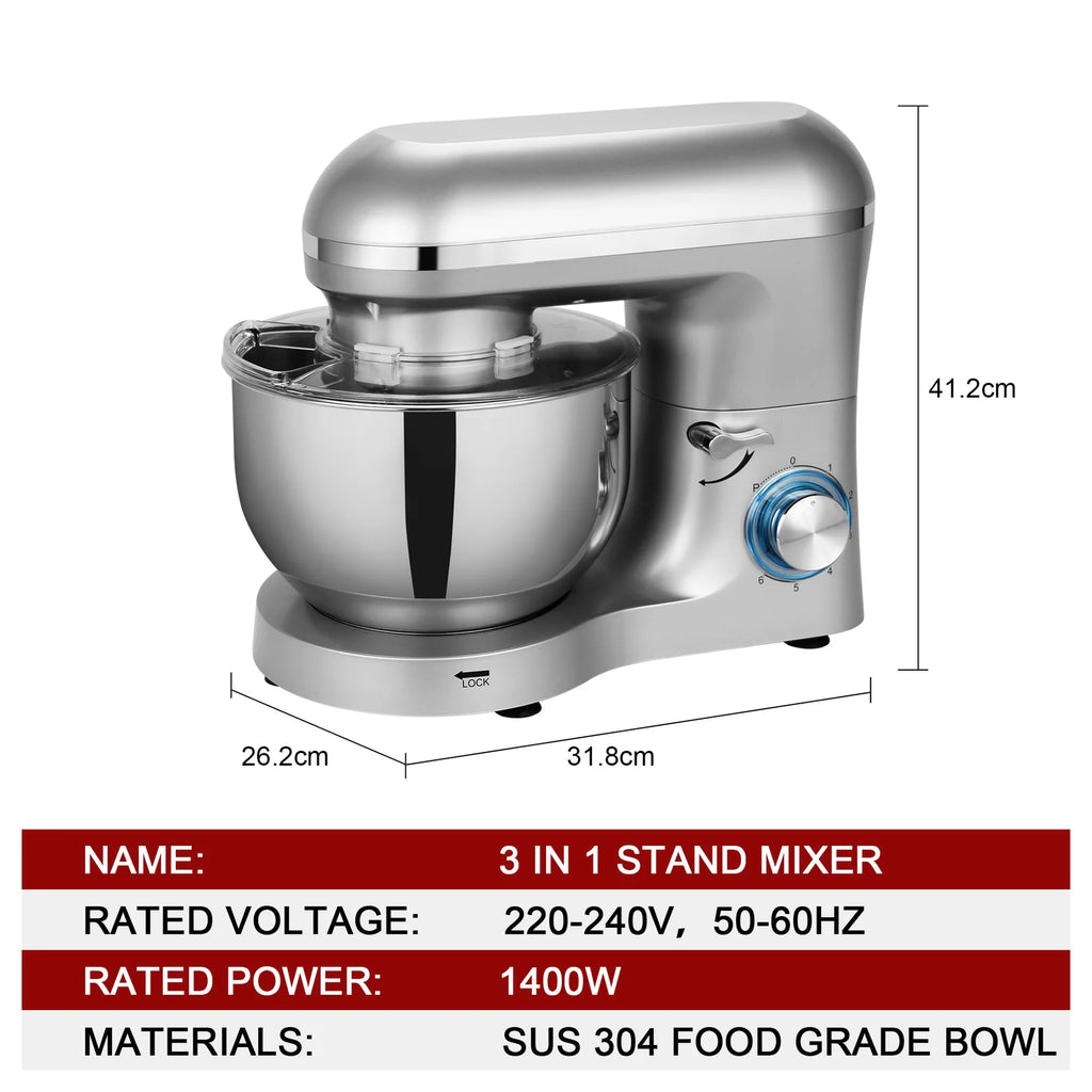 6L Stand Mixer 220V – 1400W Dough Kneader, 6 Speeds Stand Mixer SPOT