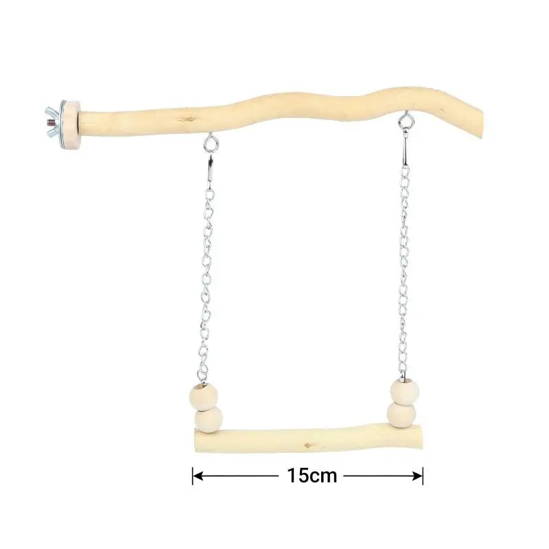 Parrot Suspension Bridge Swing Toy – Natural Wood Bird Perch Bird Swing Toy SPOT 15cm