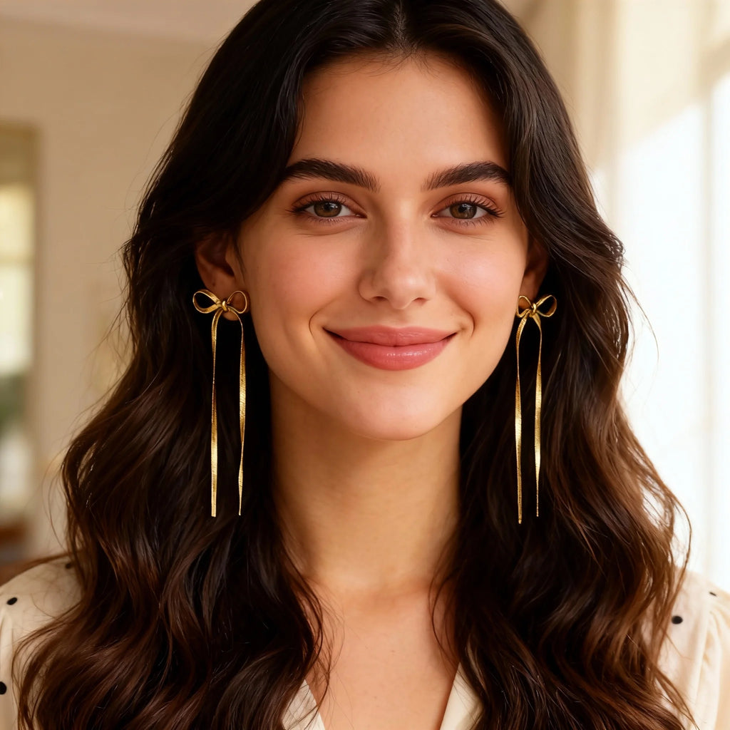 Bow Drop Dangle Earrings – Bowknot Tassel Statement Jewelry Drop Dangle Earrings SPOT