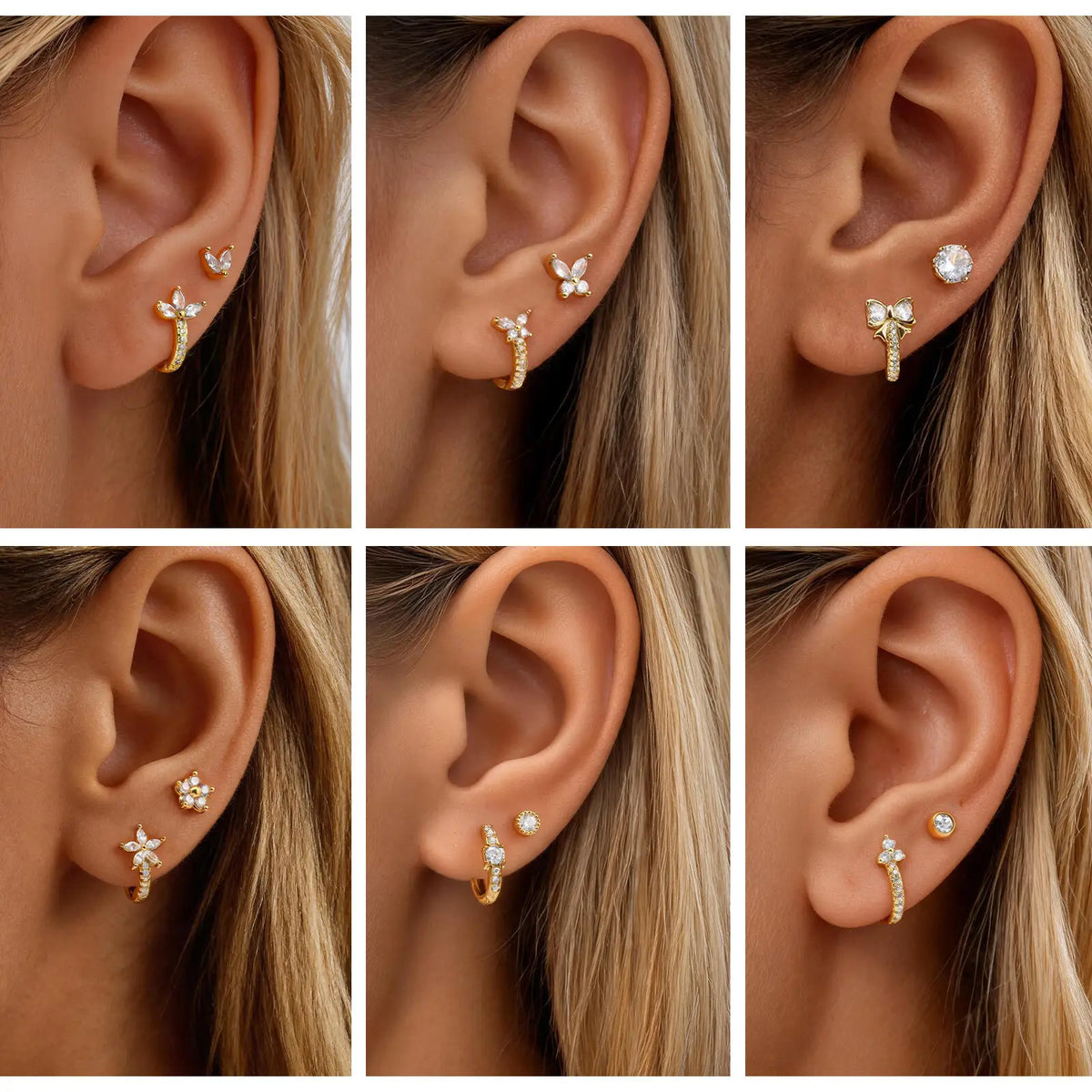 2-Pack Gold Huggie Hoop Earrings – Hypoallergenic CZ Set Huggie Hoop Earrings SPOT