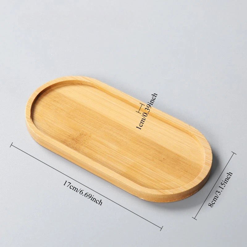4-Pack Oval Bamboo Plant Saucers – Drip Trays & Coasters Plant Saucer Tray SPOT