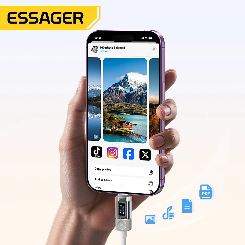 Essager USB-C to Lightning Cable – 29W PD Fast Charge & Display USB Charging Cable SPOT