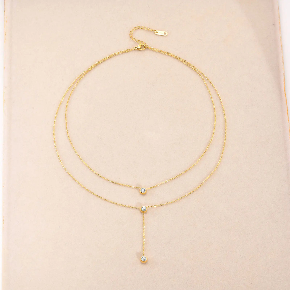 18K Gold Plated CZ Double Layer Pendant Necklace for Women Pendant Necklace SPOT