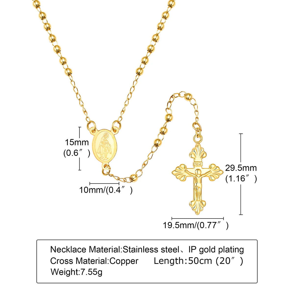 Rosary Bead Cross Necklace – St. Benedict & Guadalupe Pendant Pendant Necklace SPOT