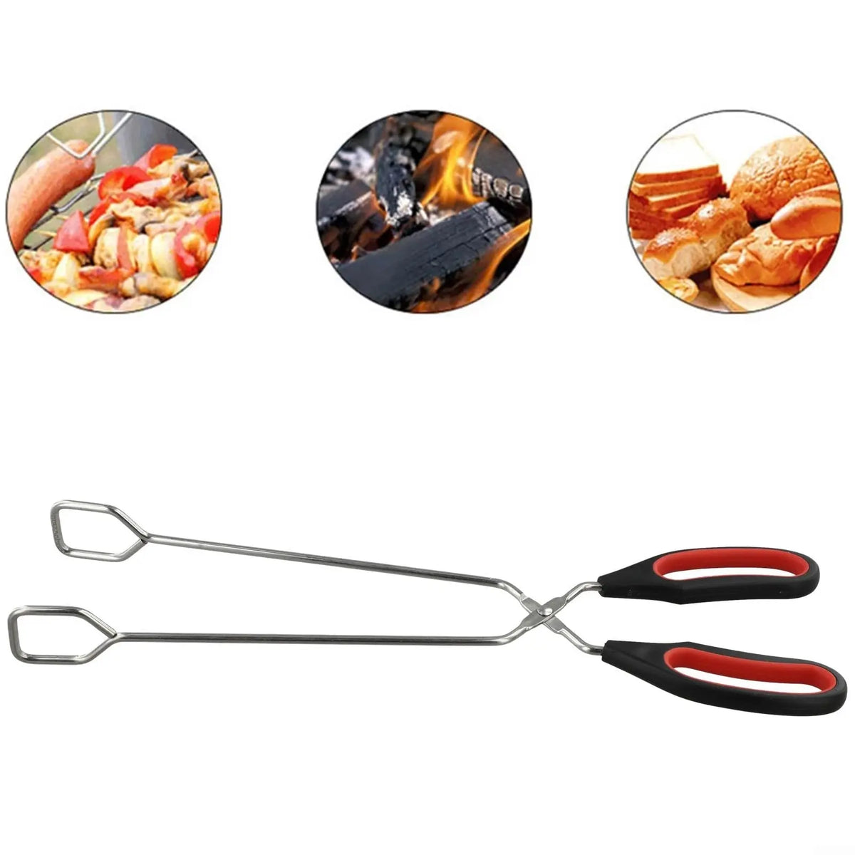 Long Stainless Steel BBQ Tongs – Charcoal, Food & Fire Grip BBQ Tongs SPOT