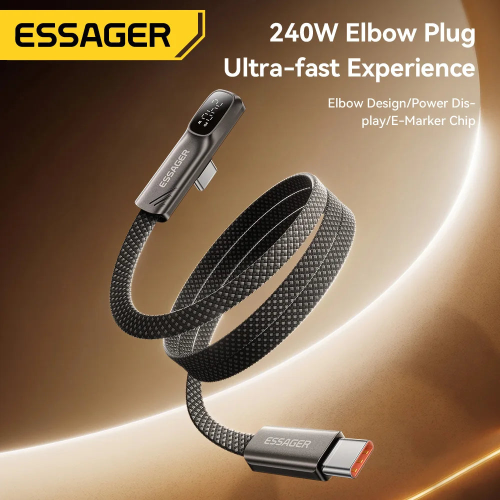 Essager 240W USB-C Elbow Fast Charging Cable | 1m/2m USB-C Charging Cable SPOT