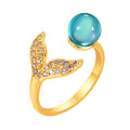 Mermaid Tail Adjustable Ring – 18K Gold Pavé CZ Statement Fashion Statement Ring SPOT Default Title
