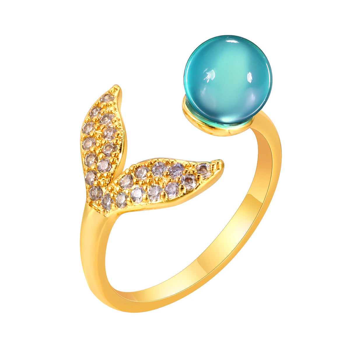 Mermaid Tail Adjustable Ring – 18K Gold Pavé CZ Statement Fashion Statement Ring SPOT Default Title