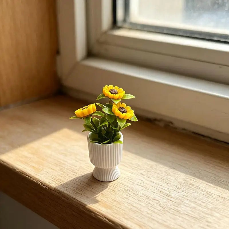 1:12 Miniature Sunflower Potted Plant – Dollhouse Decor Dollhouse Miniature SPOT