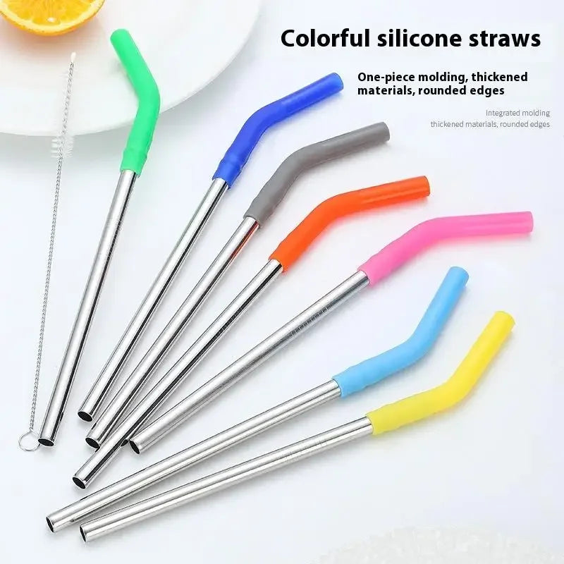 Reusable Stainless Steel Straw – Silicone Tips & Cleaning Brush Reusable Metal Straw SPOT