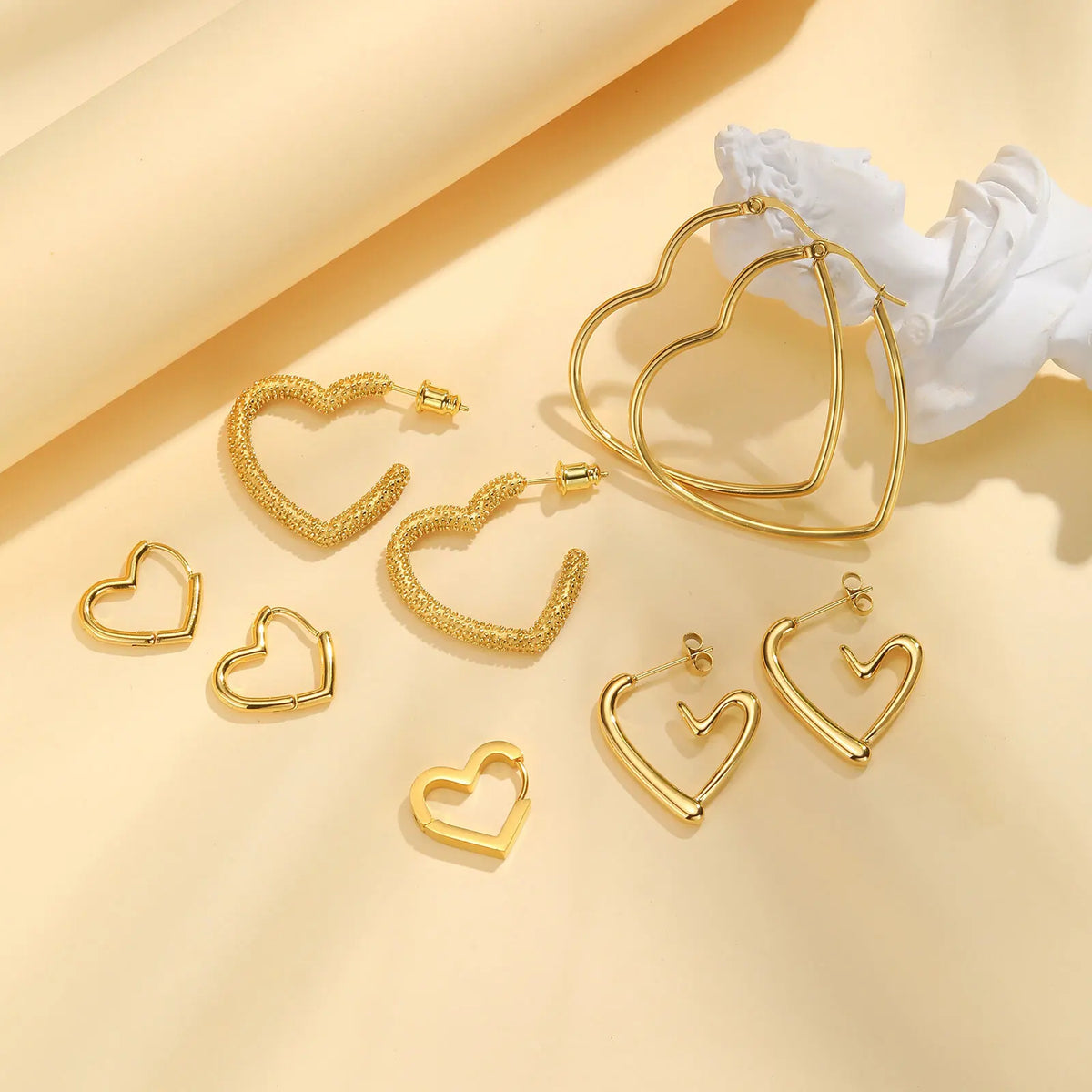 Heart Hoop Earrings – 14K Gold Plated Stainless Steel for Women Hoop Earrings SPOT