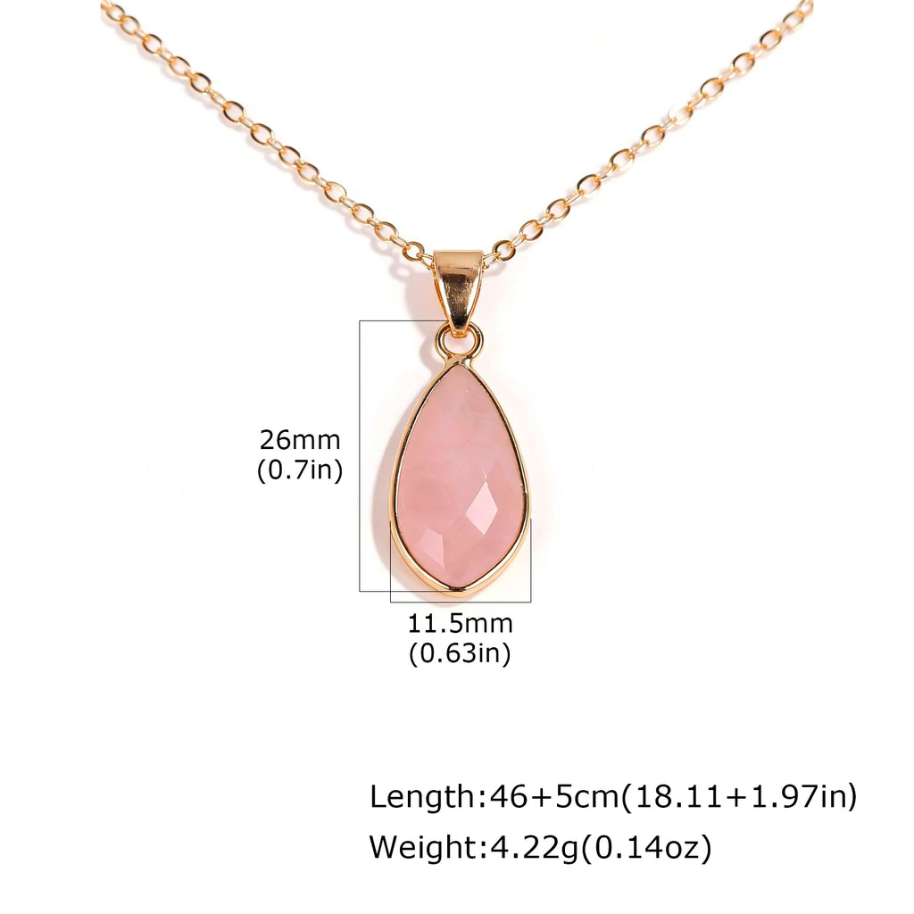 Meaeguet Pink Crystal Waterdrop Pendant Necklace | Stainless Steel Pendant Necklace SPOT