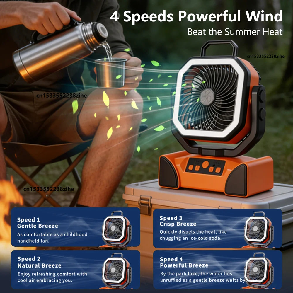 40000mAh Rechargeable Camping Fan | LED Light & Remote Rechargeable Camping Fan SPOT