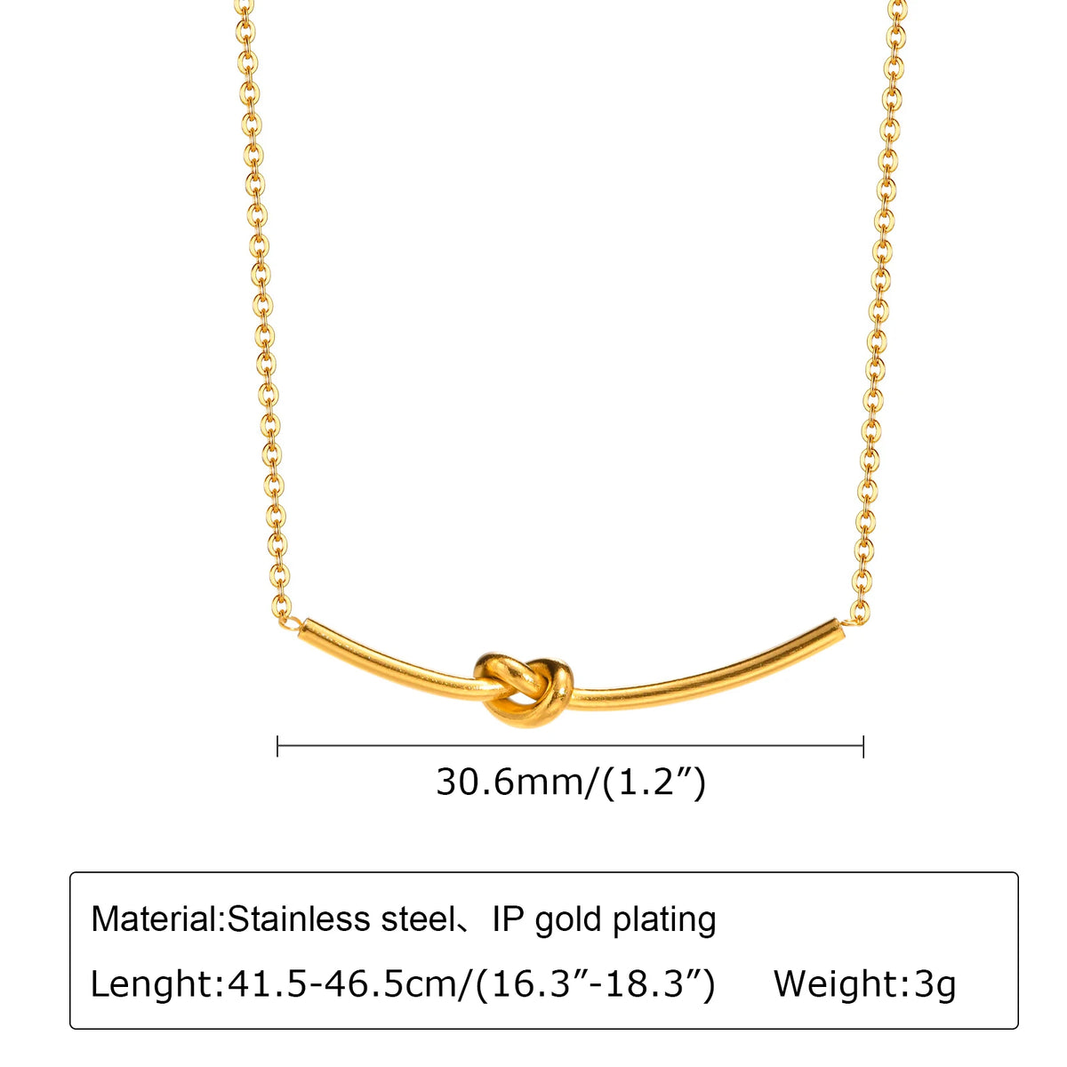 Knot Bar Pendant Necklace for Women – Gold Stainless Steel Pendant Necklace SPOT