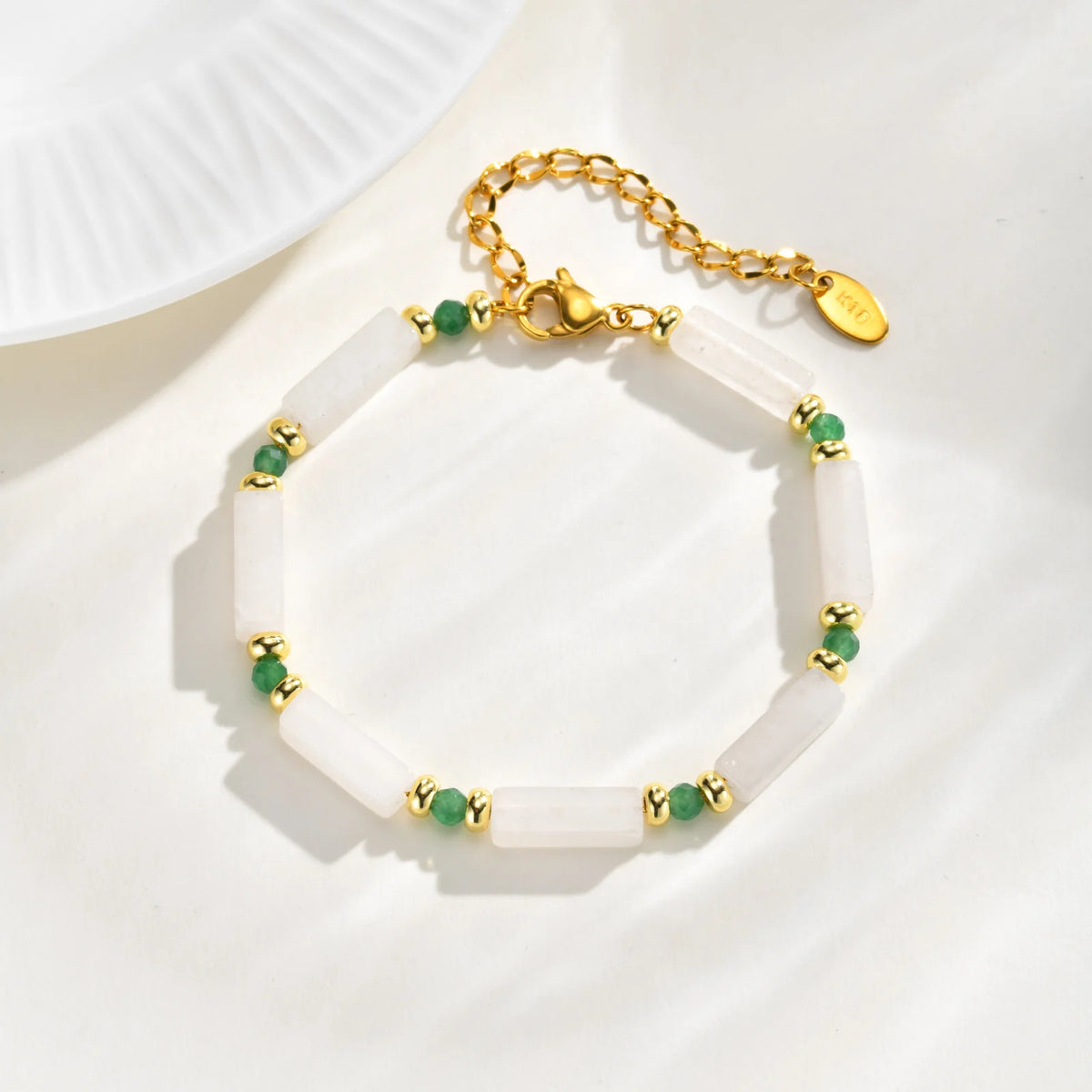 White Jade Natural Stone Bracelet – Minimalist Stackable Women's Stone Beaded Bracelet SPOT