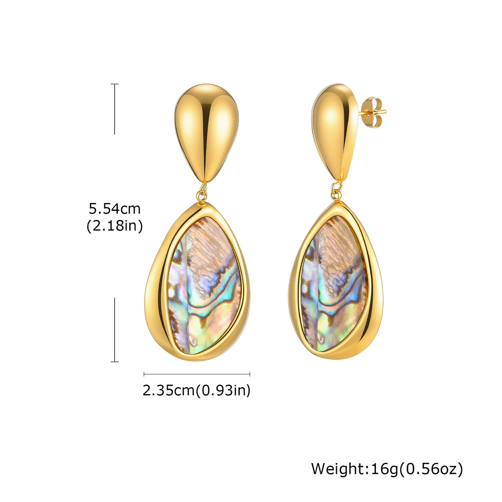 Abalone Shell Teardrop Drop Earrings | Gold Boho Beach Drop Earrings SPOT ED-1017G01