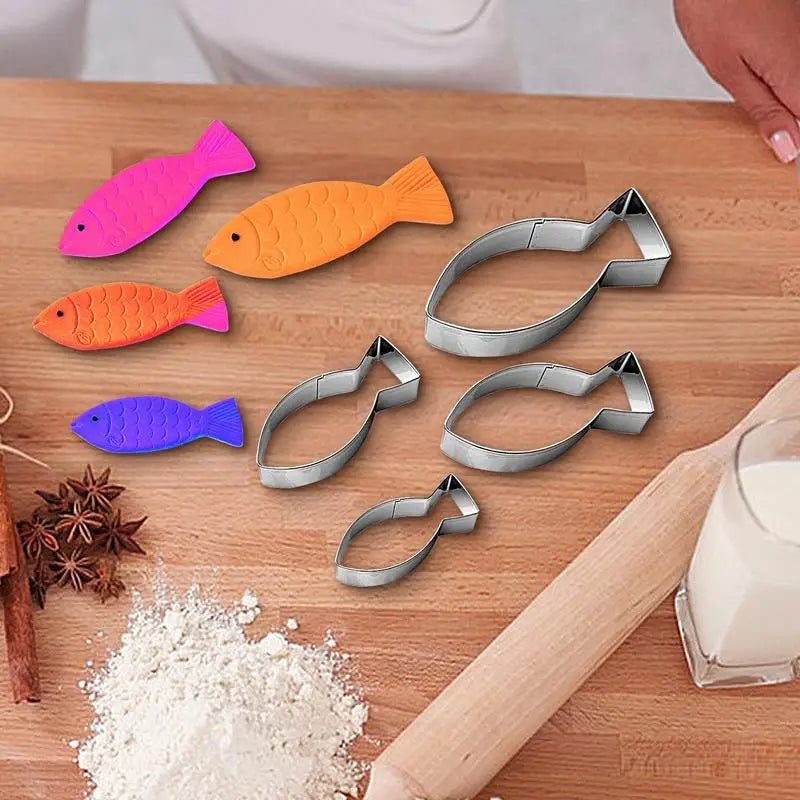 4-Pack Fish Cookie Cutters – Stainless Steel Baking Molds Cookie Cutter Set SPOT