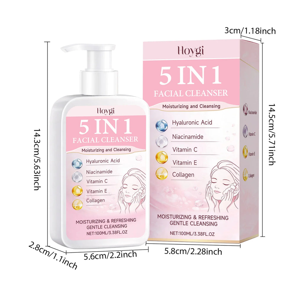 Hoygi 5-in-1 Hydrating Foam Facial Cleanser – 100ml Facial Cleanser SPOT