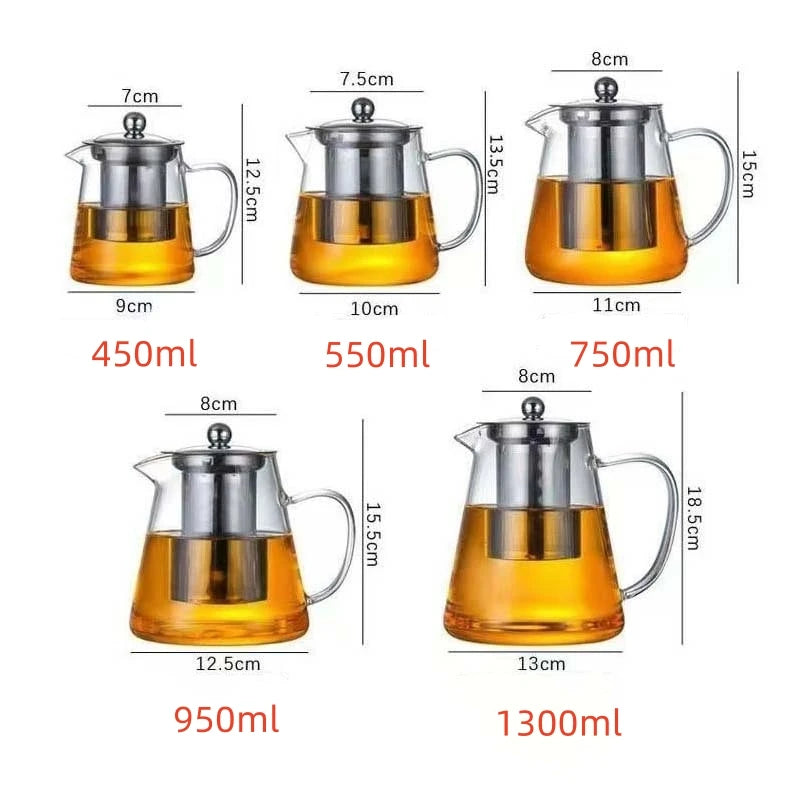 Borosilicate Glass Teapot with Stainless Steel Infuser 1L Glass Teapot SPOT