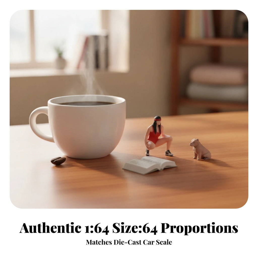 1:64 Resin Miniature Woman & Dog Figure Set – 2-Piece Diorama Miniature Resin Figures SPOT