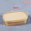 10-Pack Square Kraft Paper Lunch Boxes with Leak-Proof Lids Disposable Food Container SPOT A1