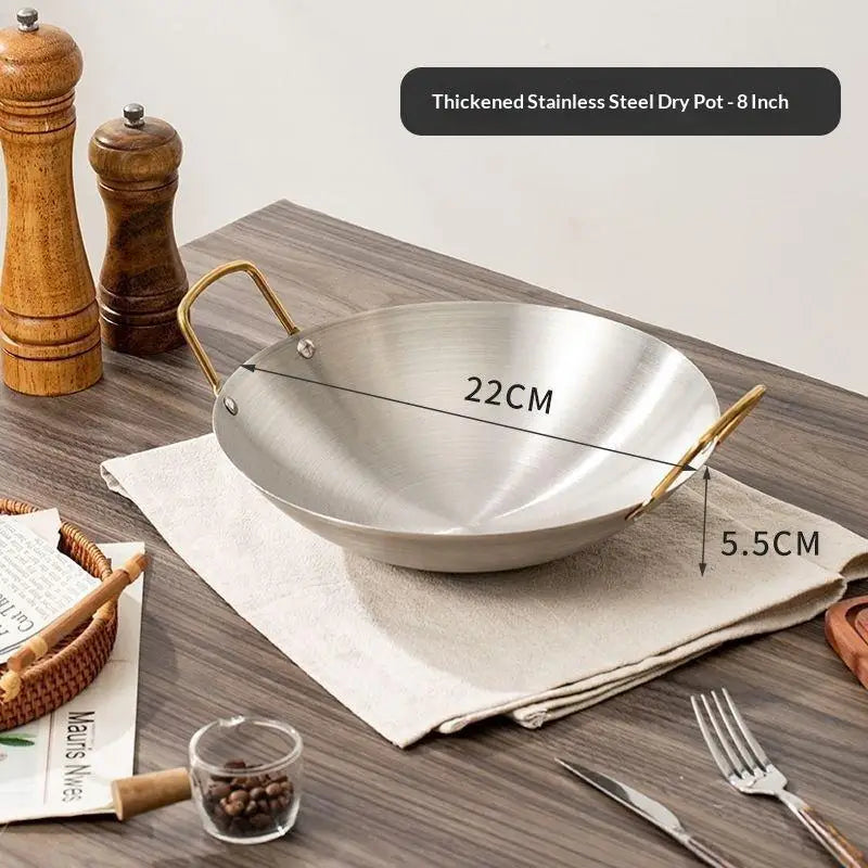 Stainless Steel Round Wok – Dual Handle, Even Heat, Easy Clean Stainless Steel Wok SPOT A1