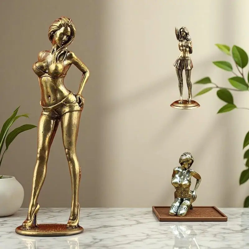 Antique Bronze Alloy Female Figurine – Retro Home Decor Statue Decorative Figurine SPOT