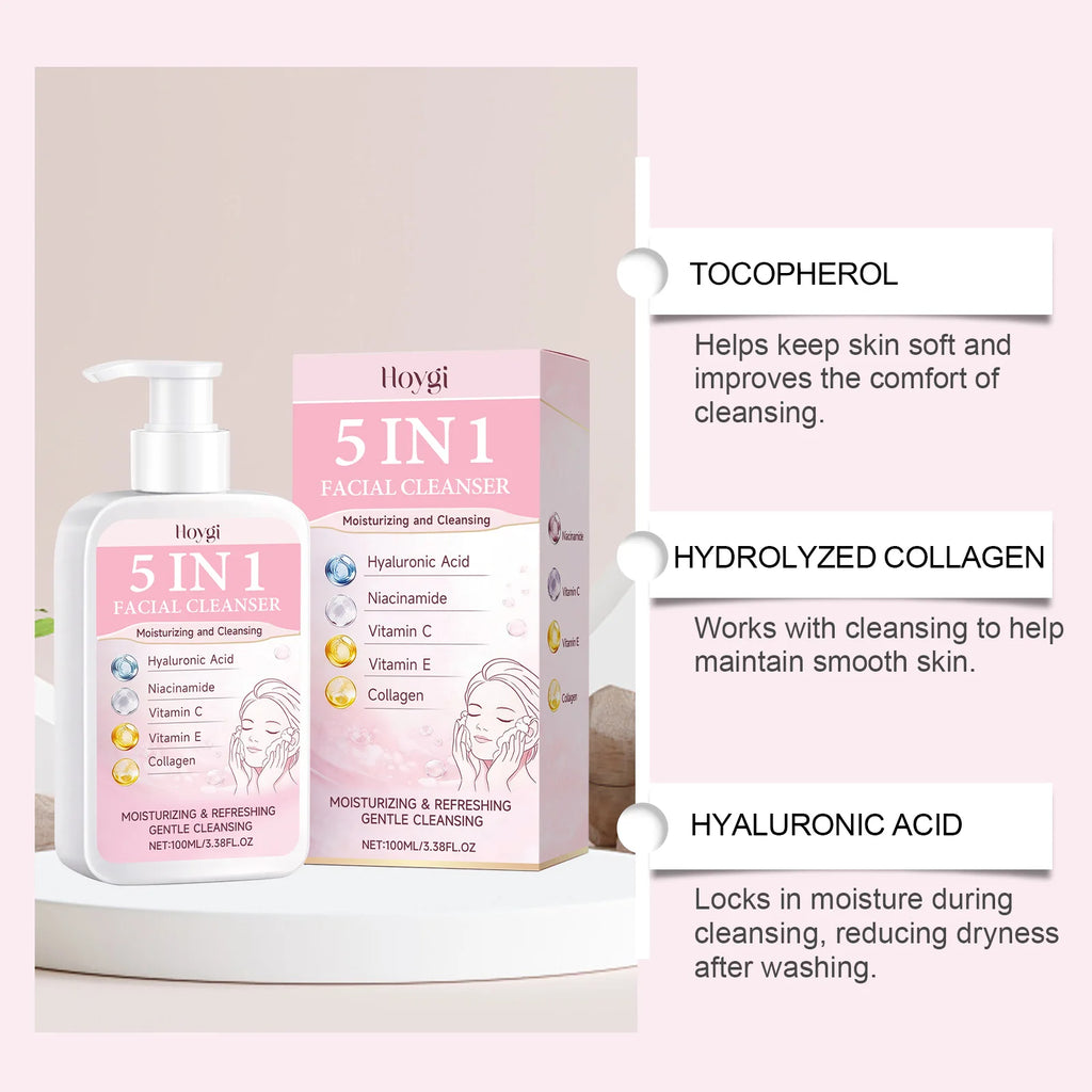 Hoygi 5-in-1 Hydrating Foam Facial Cleanser – 100ml Facial Cleanser SPOT