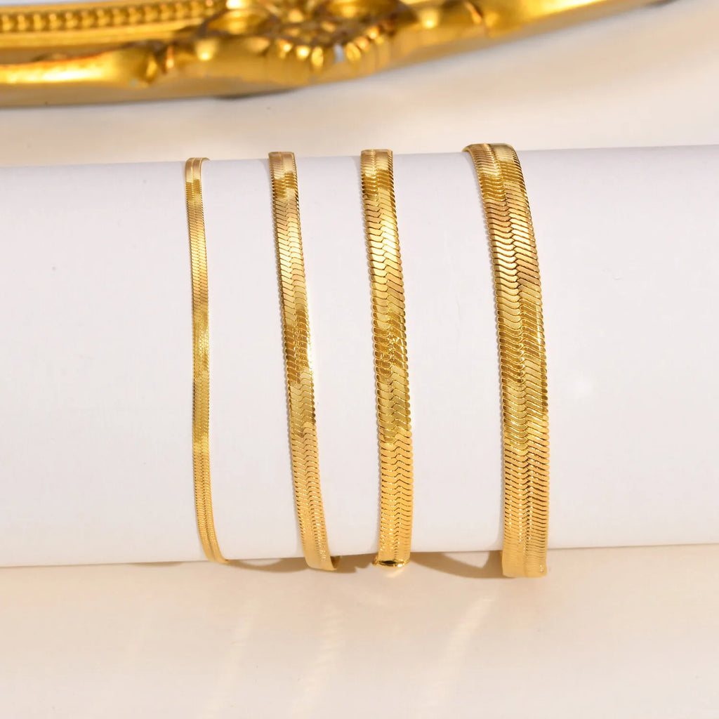 Herringbone Link Chain Bracelet – Dainty Gold Stacking Bracelet Chain Link Bracelet SPOT