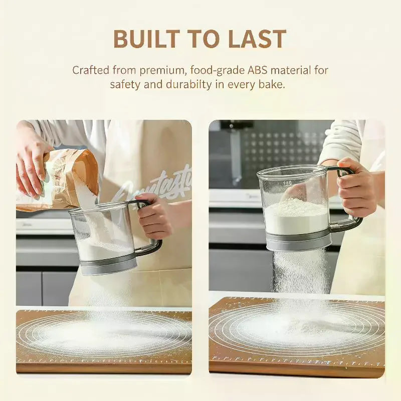 Semi-Automatic Flour Sifter – Double-Layer Mesh Baking Sieve Flour Sifter SPOT