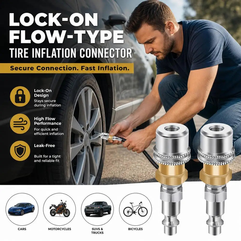 Quick Connector Locking Tire Valve for Air Compressor & Inflator Pneumatic Connector SPOT