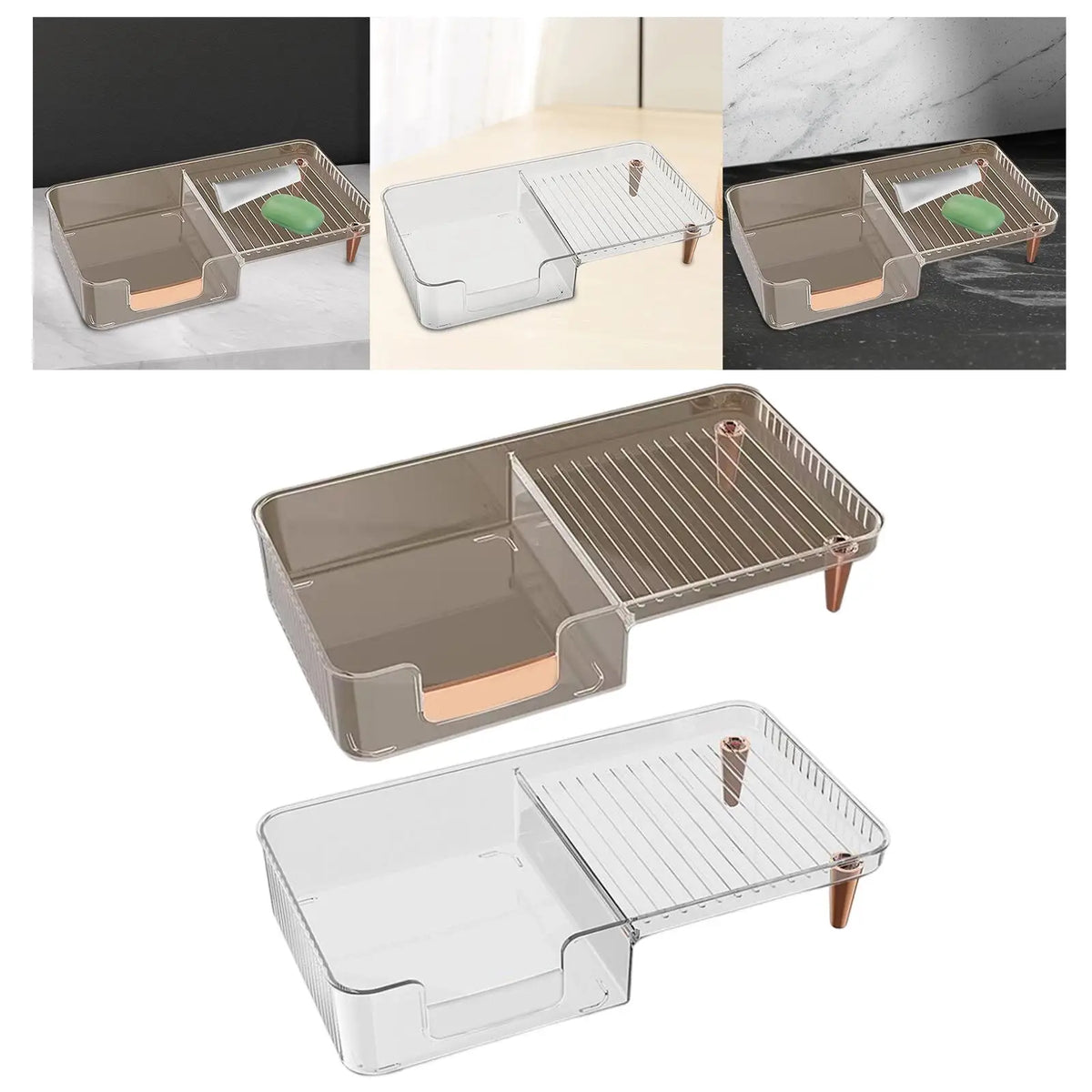Wood Bathroom Counter Organizer – Cosmetic Storage Shelf Countertop Organizer Shelf SPOT White